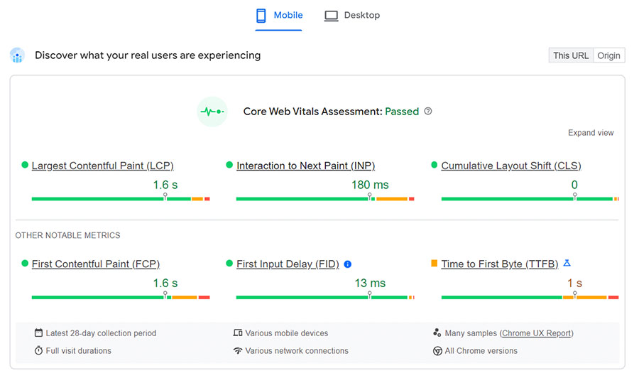 Оценка на Core Web Vitals