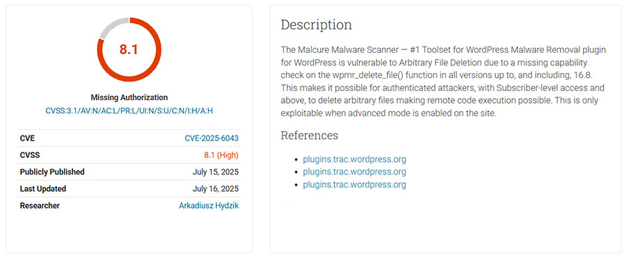 Уязвимост в Malcure Malware Scanner